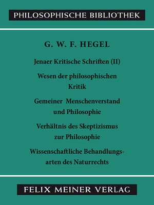 cover image of Jenaer Kritische Schriften II